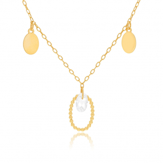 Collier en or jaune et oxyde de zirconium