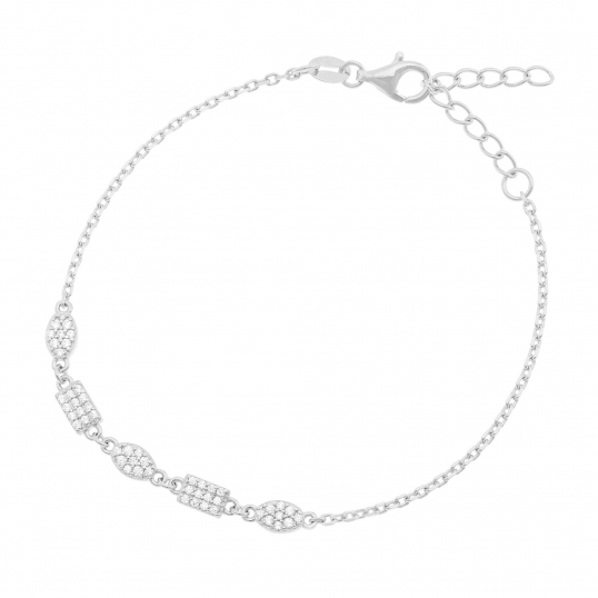 Bracelet en argent rhodié et oxydes de zirconium