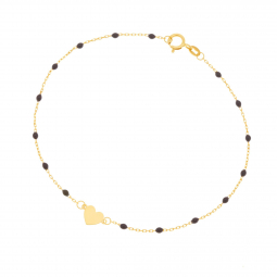 Bracelet en or jaune et laque, coeur Bracelet en or jaune et laque, coeur
