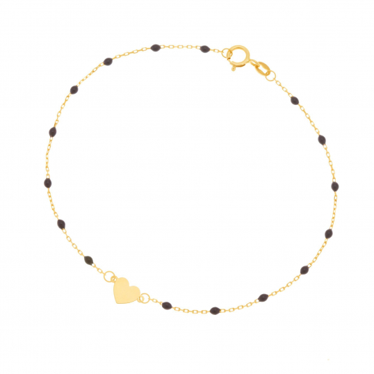 Bracelet en or jaune et laque, coeur