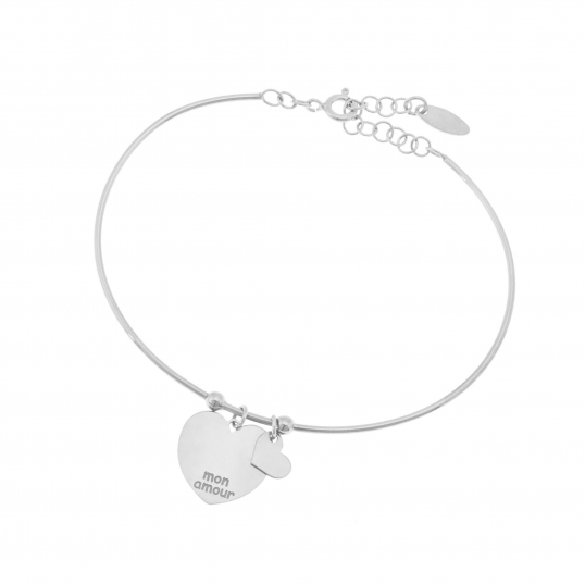Bracelet jonc en argent rhodié