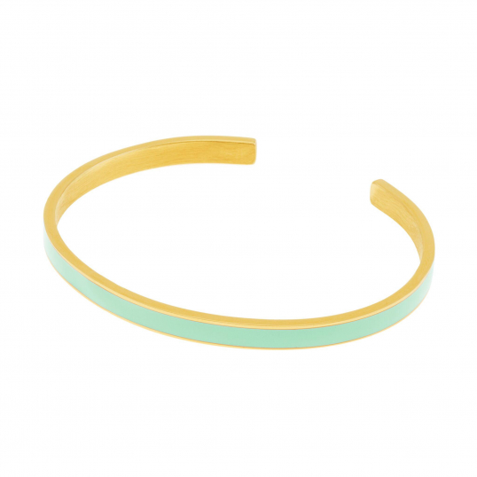 Bracelet jonc en acier doré et laque