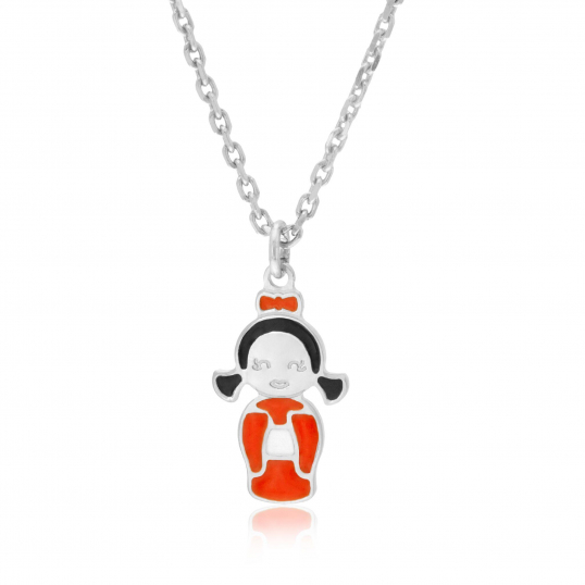 Collier en argent rhodié et laque