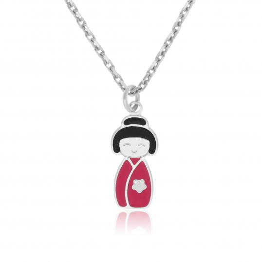 Collier en argent rhodié et laque