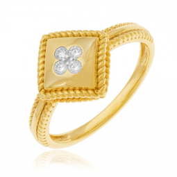 Bague en or jaune et rhodié, diamants
