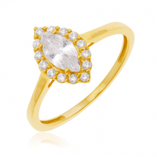 Bague en or jaune et oxydes de zirconium