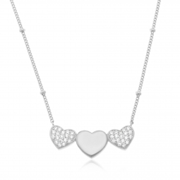 Collier en argent rhodié et oxydes de zirconium, coeurs Collier en argent rhodié et oxydes de zirconium, coeurs