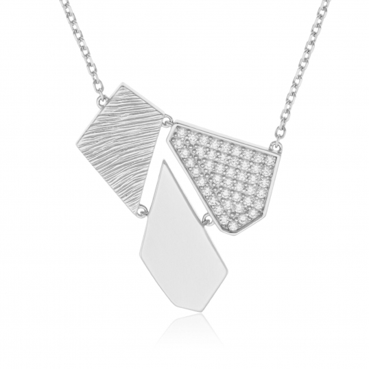 Collier en argent rhodié et oxydes de zirconium