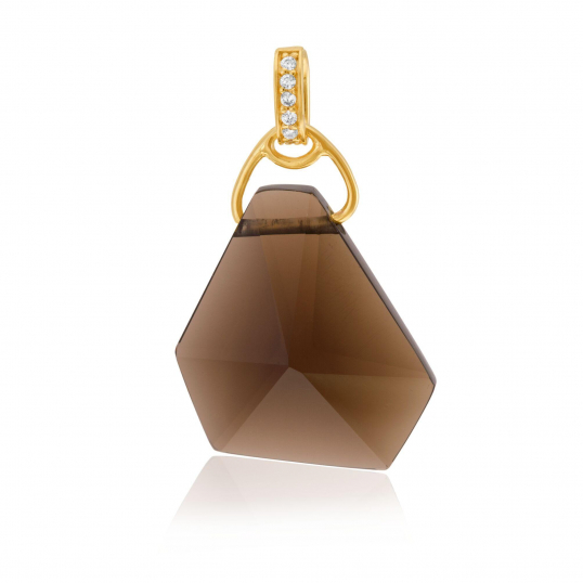 Pendentif en plaqué or et oxydes de zirconium, Quartz fumé