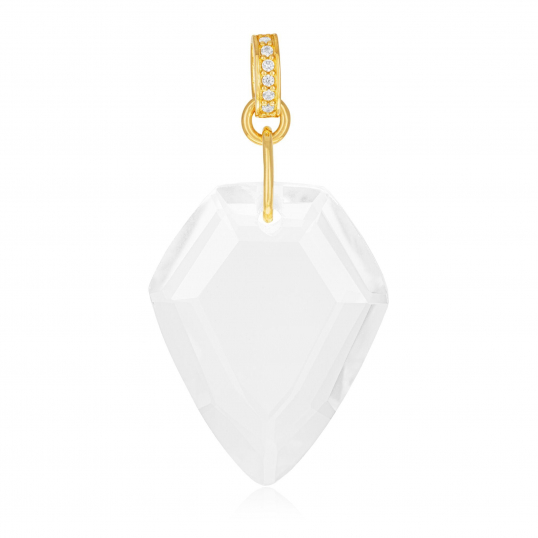 Pendentif en plaqué or et oxydes de zirconium, Cristal de roche