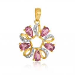 Pendentif en or jaune, tourmalines et diamants