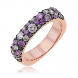 Bague en bronze plaqué or rose et oxydes de zirconium