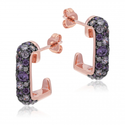 Boucles d'oreilles en bronze plaqué or rose et oxydes de zirconium