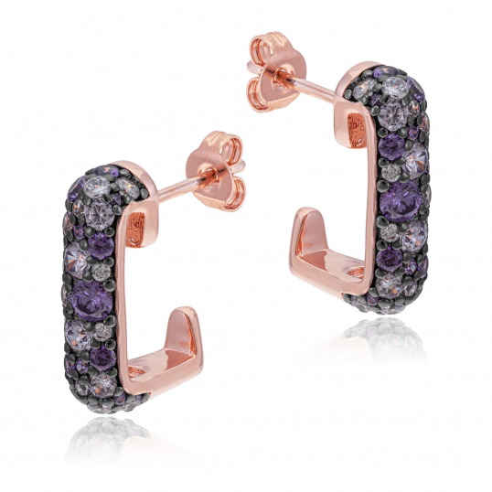 Boucles d'oreilles en bronze plaqué or rose et oxydes de zirconium