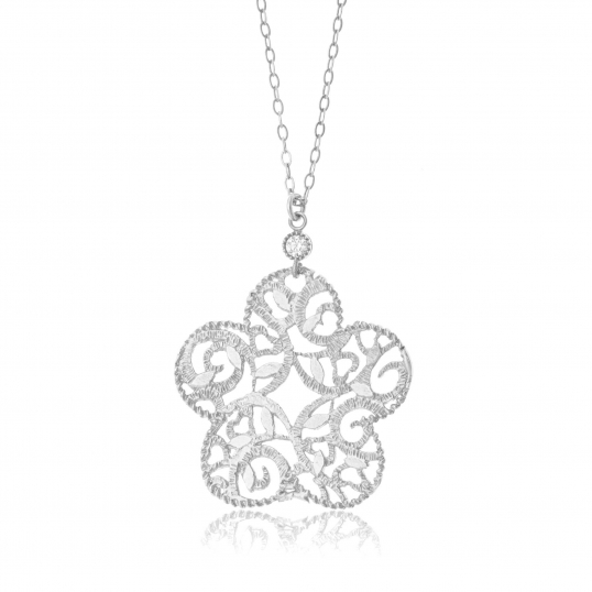 Collier en argent rhodié et oxyde de zirconium
