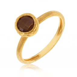 Bague en or jaune et quartz fumé 