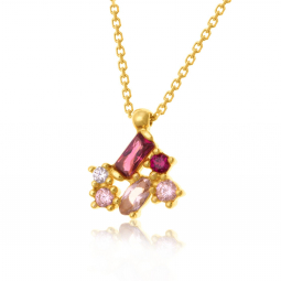 Collier en or jaune et oxydes de zirconium