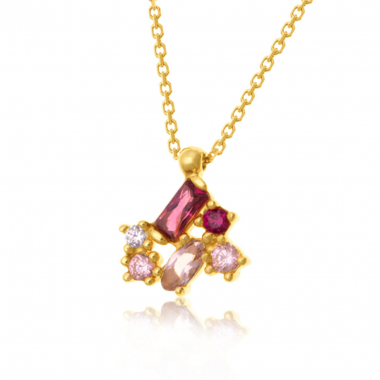 Collier en or jaune et oxydes de zirconium