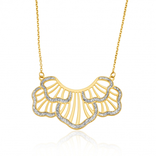 Collier en or jaune et laque pailletée