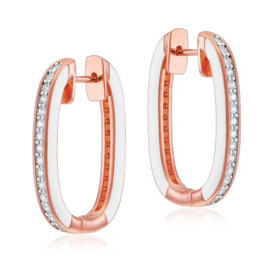 Boucles d'oreilles en bronze plaqué or rose, laque et oxydes de zirconium