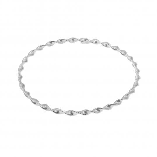 Bracelet jonc torsadé en argent rhodié