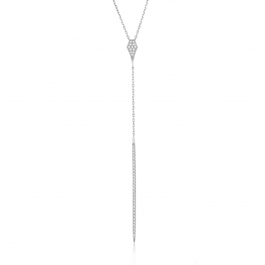 Collier en argent rhodié et oxydes de zirconium