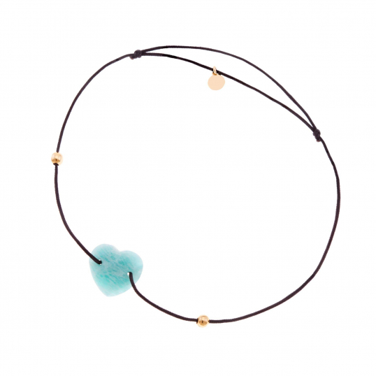 Bracelet cordon en or jaune et amazonite