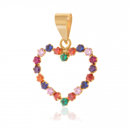 Pendentif en or jaune et oxydes de zirconium, coeur Pendentif en or jaune et oxydes de zirconium, coeur