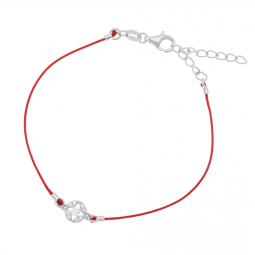 Bracelet en argent rhodié, cordon et oxydes de zirconium