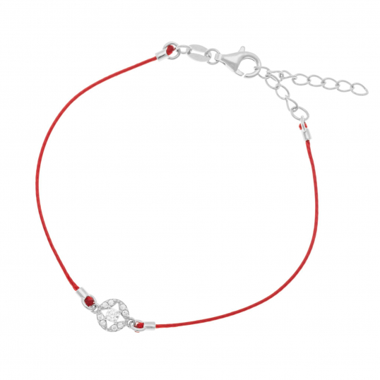 Bracelet en argent rhodié, cordon et oxydes de zirconium