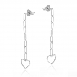 Boucles d'oreilles en argent rhodié, coeur
