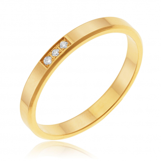Alliance en or jaune et diamants, 2.5mm