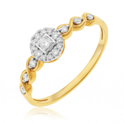 Bague en or jaune et rhodié, diamants