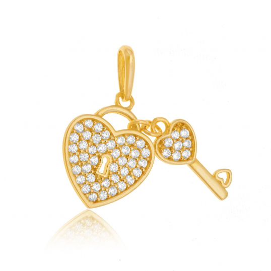 Pendentif en or jaune et oxydes de zirconium