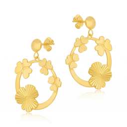 Boucles d'oreilles en or jaune, fleurs Boucles d'oreilles en or jaune, fleurs