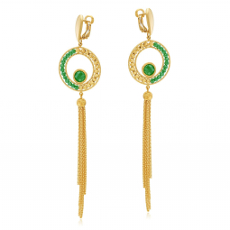 Boucles d'oreilles en or jaune et cristaux de synthèse 