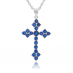 Collier en argent rhodié, oxydes de zirconium, croix