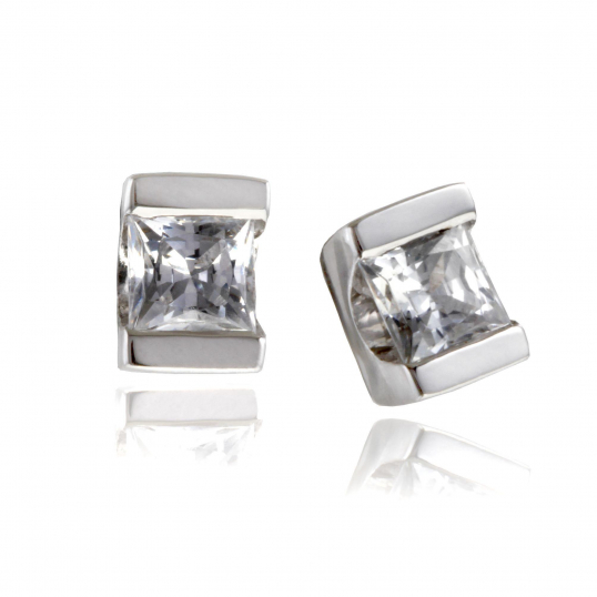 Boucles d'oreilles or gris diamant princess