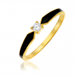 Bague en or jaune, oxyde de zirconium et laque 
