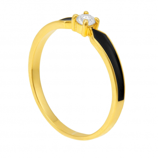 Bague en or jaune, oxyde de zirconium et laque 