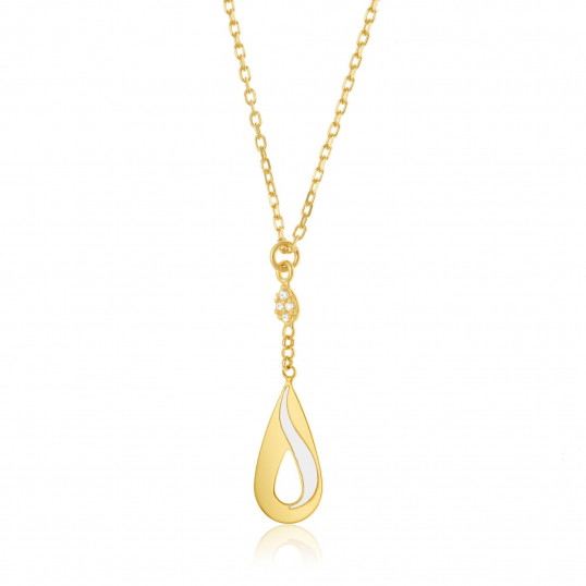 Collier en or jaune, oxydes de zirconium et laque 