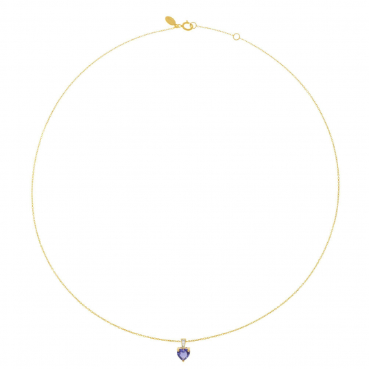 Collier en or jaune, cordiérite et diamants