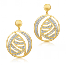 Boucles d'oreilles en or jaune et laque pailletée