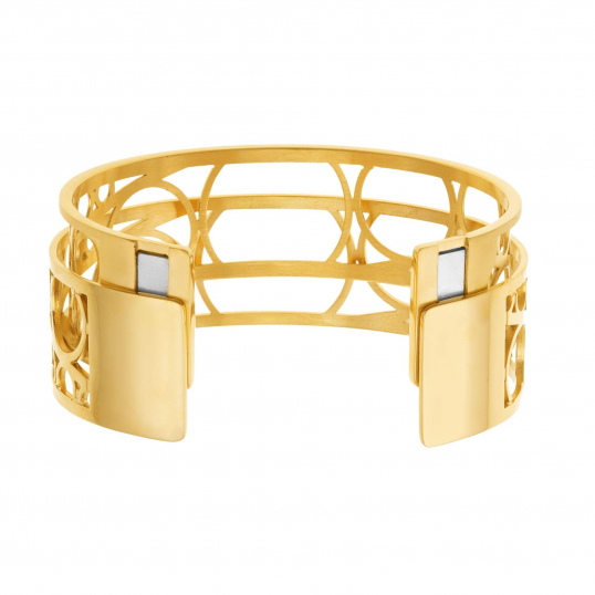 Bracelet jonc Méli Versa en acier doré, 20mm