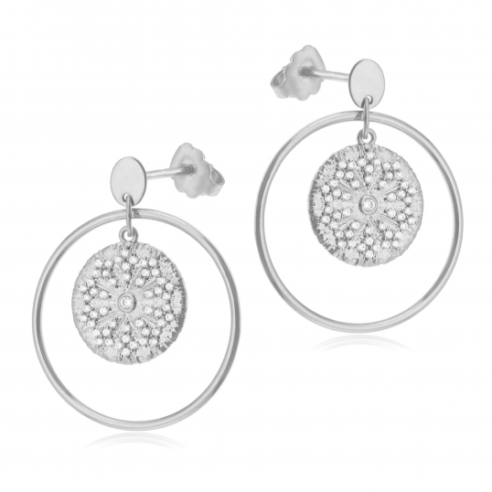 Boucles en argent rhodié et oxydes de zirconium