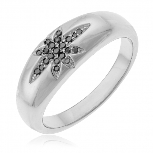 Bague en argent rhodié et oxydes de zirconium