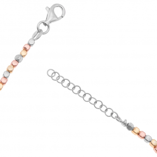 Bracelet en argent rhodié, doré jaune et rose