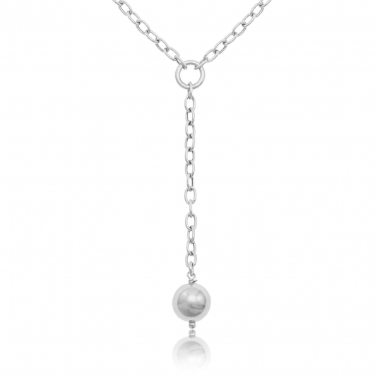 Collier en argent rhodié, boule