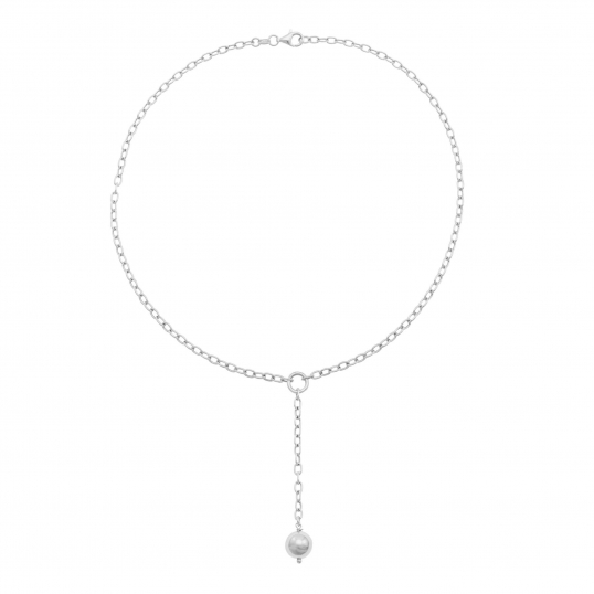 Collier en argent rhodié, boule