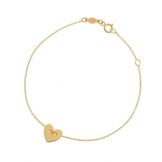 Bracelet en or jaune, coeur